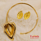 18 Kt Gold Plated Gold Hasli Necklace and earring set - Make a statement the moment you walk in