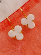 18 kt Gold Plated - White Stone Earring - Semi Precious Stone - Pearl - Perfect for Office Wear