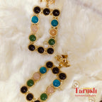 18 Kt Gold Plated non-allergic Brass earrings - Multi Colour Rectangle Earring - Perfect For Parties Semi Precious stone