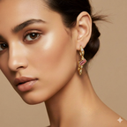 18 Kt Gold Plated Green Hoop Semi Precious stone
