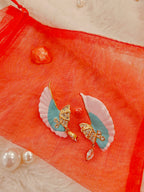 18 Kt Gold Plated Blue and Pink wing earrings Semi Precious stone