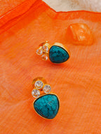 18 Kt Gold Plated Turquiose studs Semi Precious stone - Perfect for your Every Day Look