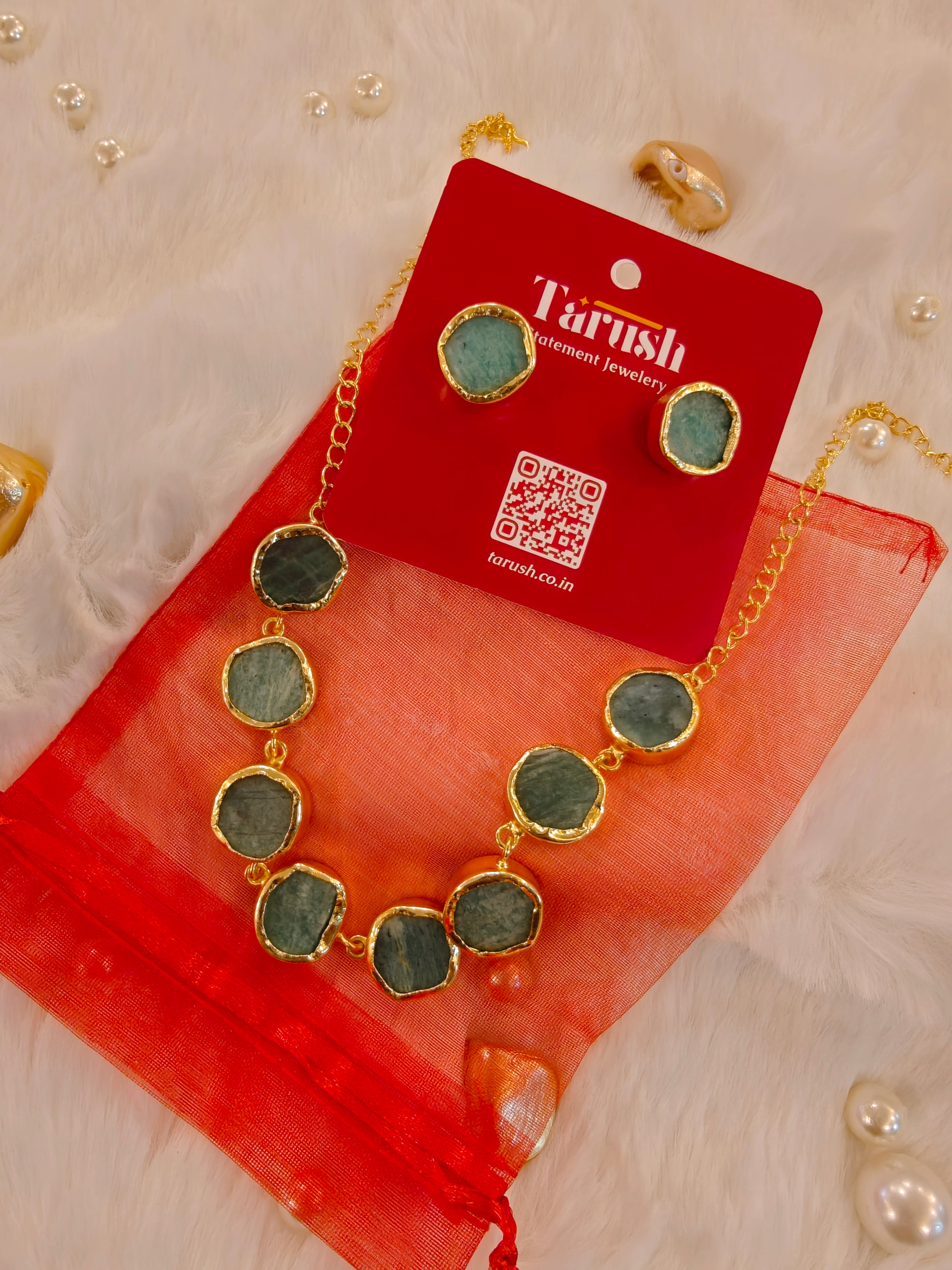 Druzy stone sea green Necklace