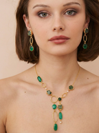 18 Kt Gold Plated Green necklace Semi Precious stone