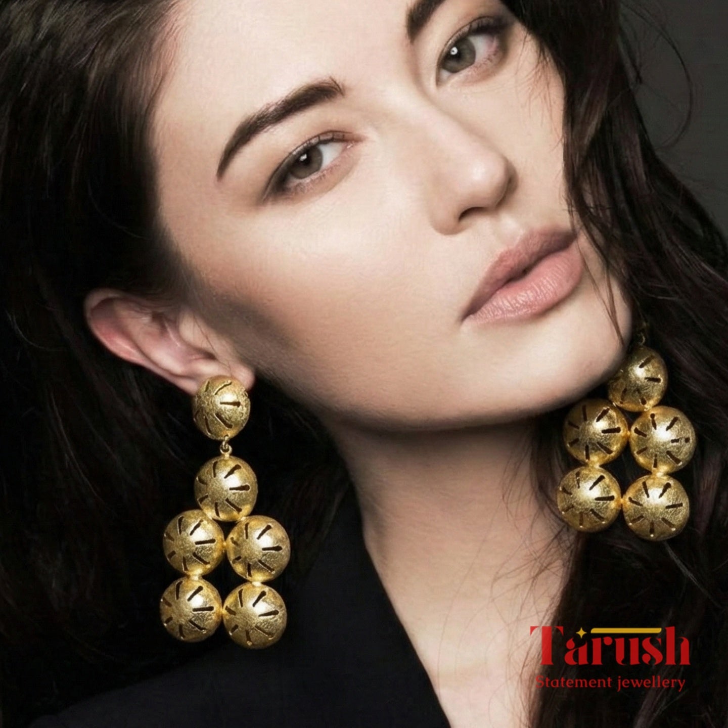 18 Kt Gold Plated - Made of Brass - Gold Bid earrings - Perfect For all Your Parties Semi Precious stone