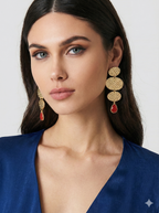 18 Kt Gold Plated Gold Orange earring Semi Precious stone