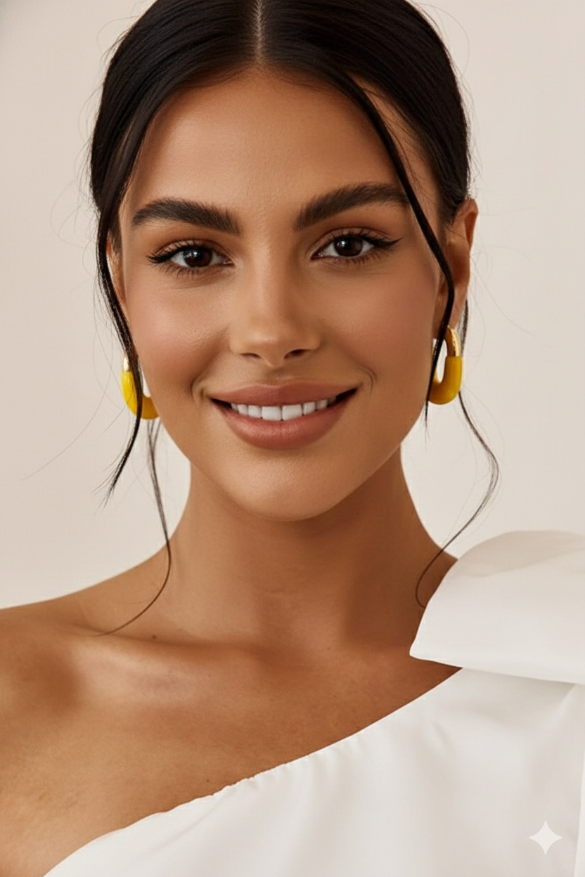 18 kt Gold Plated - Yellow Enamel earring - Perfect for your Everyday Look