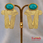 18 Kt Gold Plated Statement earring Designed for My Bold Women - Blue H earrings Semi Precious stone