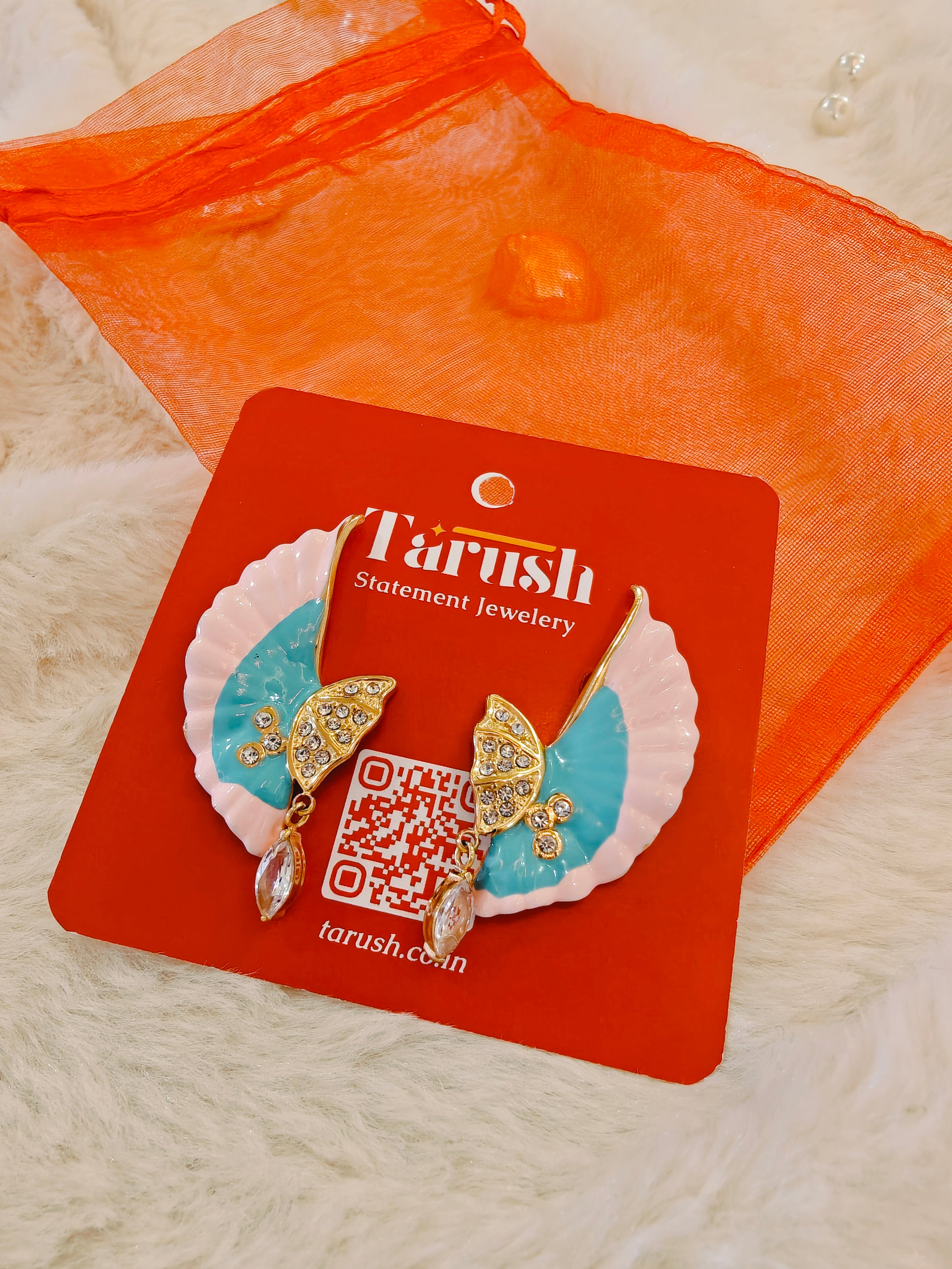 Blue and Pink wing earrings