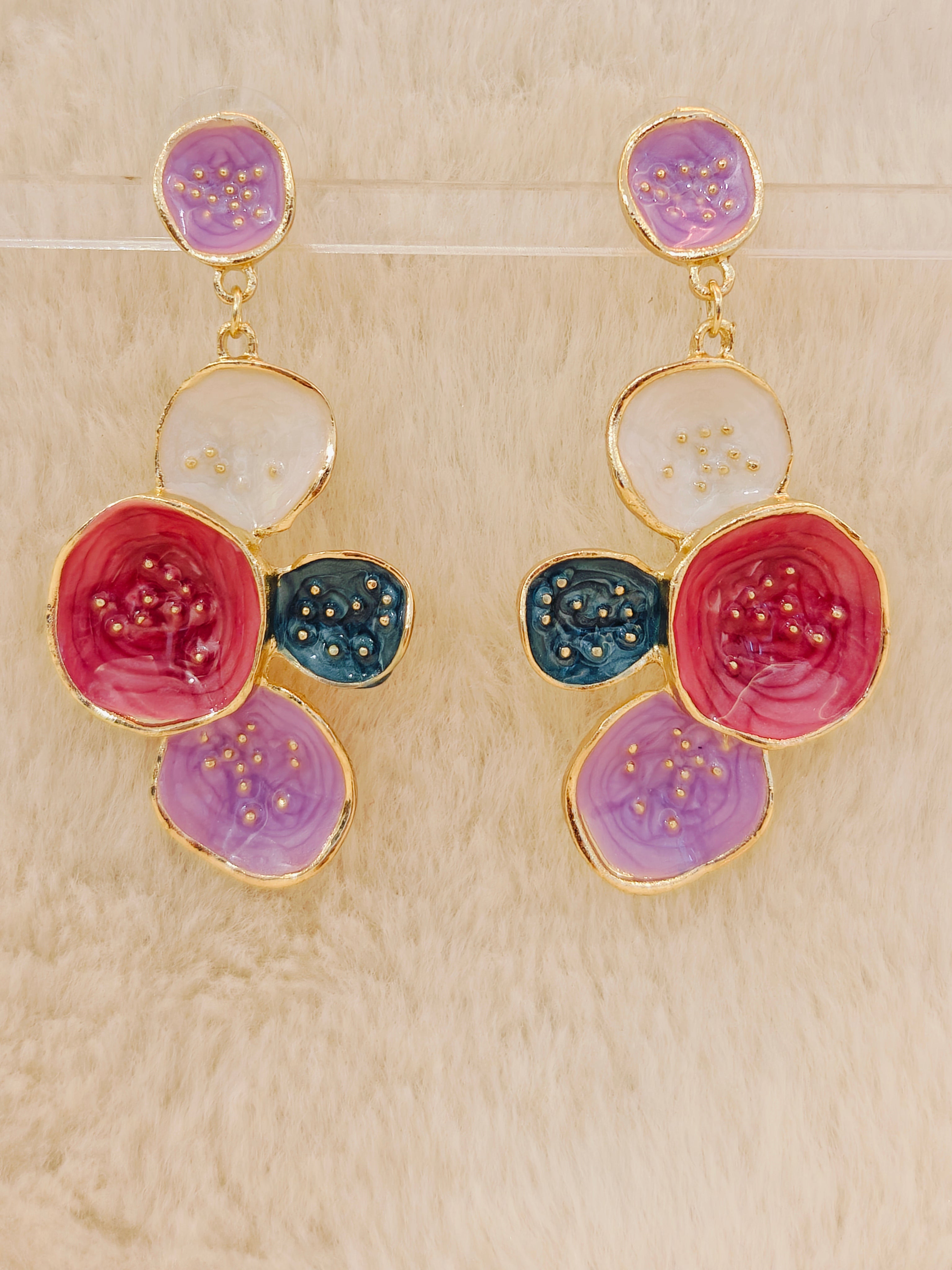18 Kt Gold Plated Enamel earring Semi Precious stone