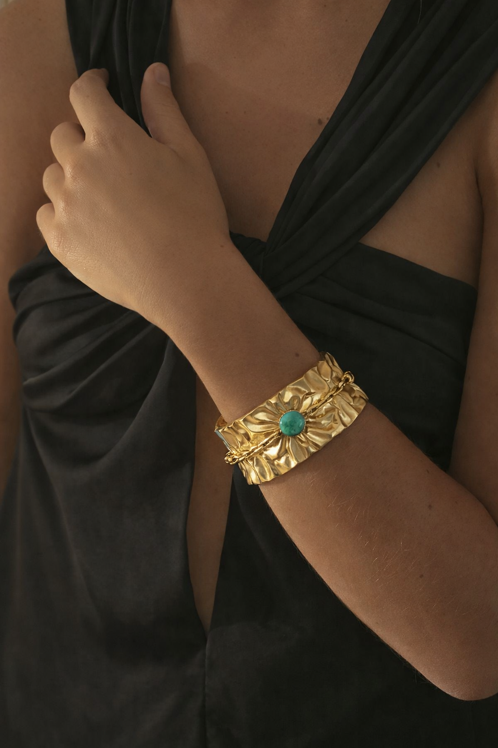 18 Kt Gold Plated Bangle with turquoise stone Semi Precious stone