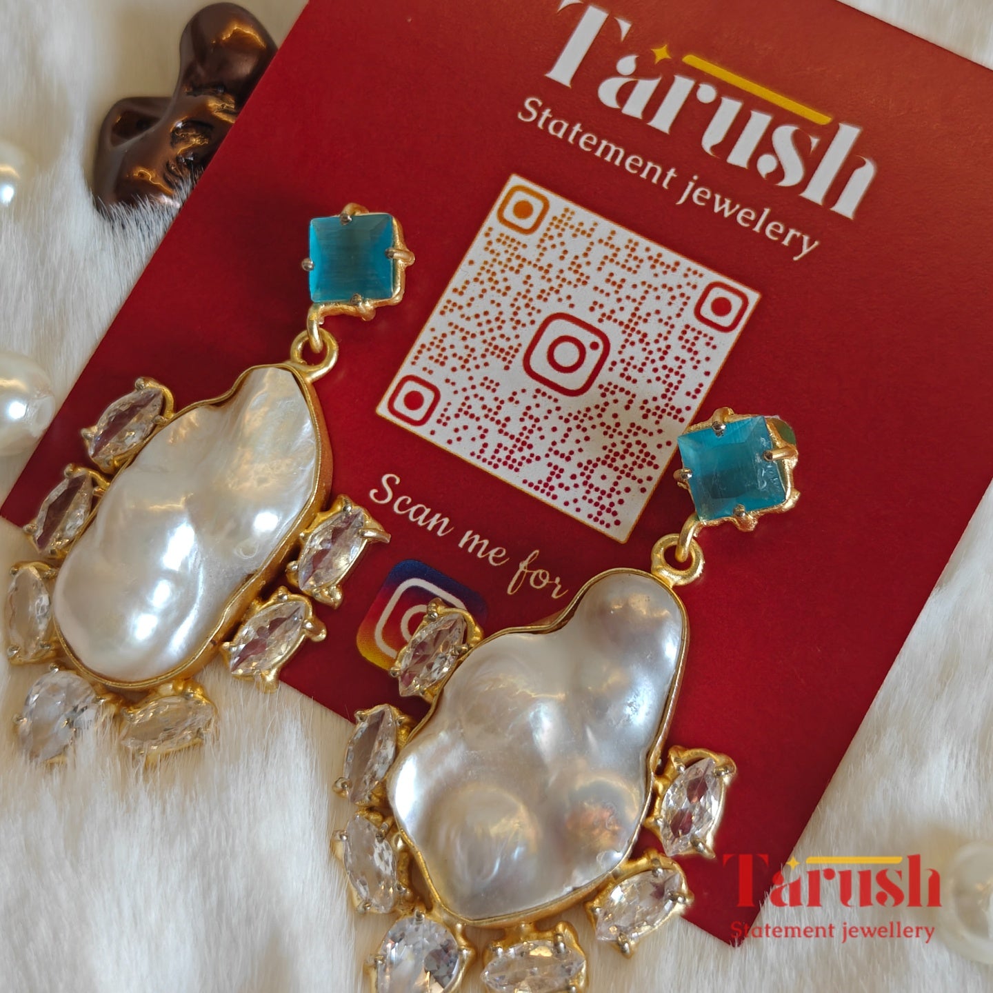 18 Kt Gold Plated  - Mother of Pearl with Blue Studs earrings - Perfect For Your Everyday Look Semi Precious stone