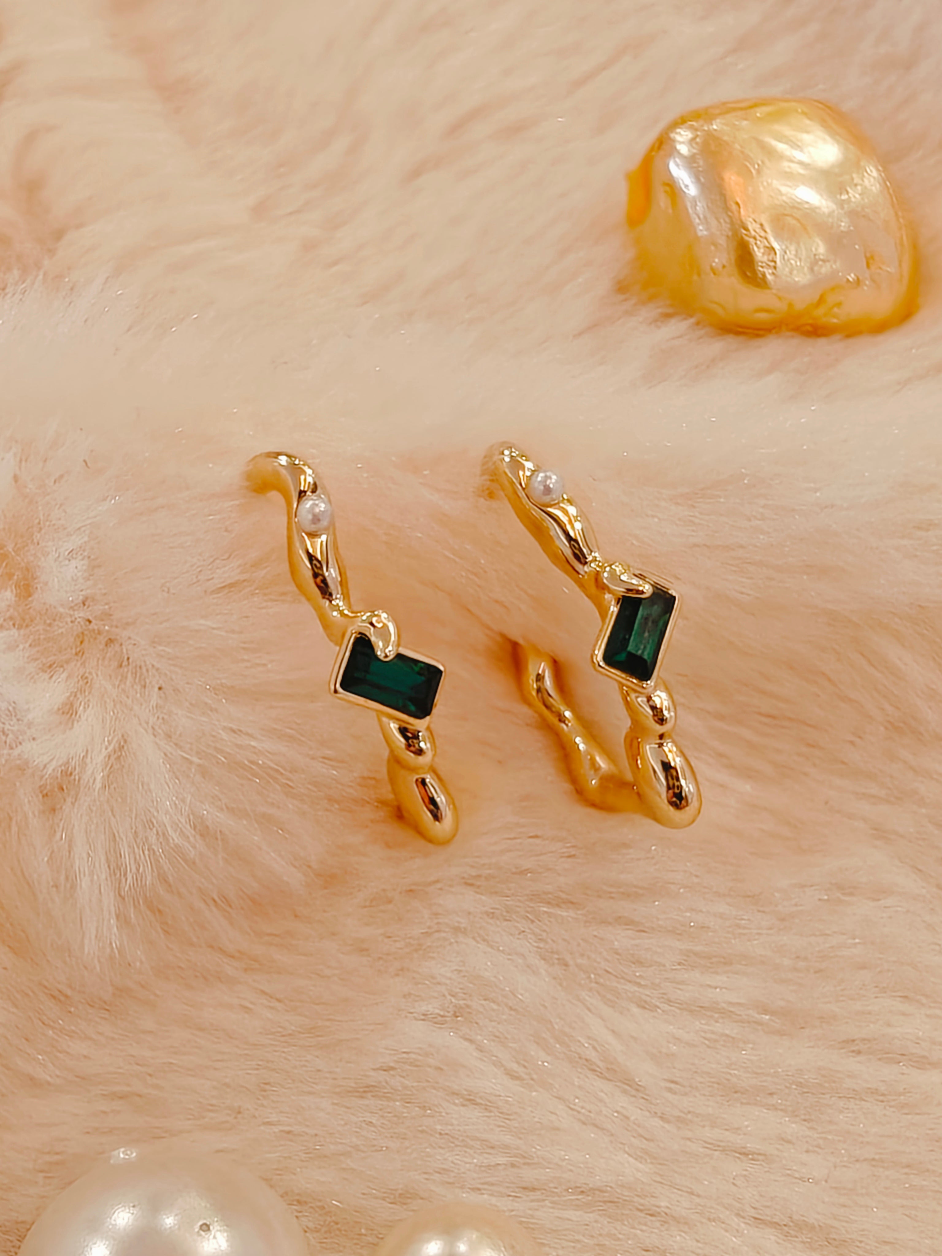 18 Kt Gold Plated Pink Hoop Semi Precious stone