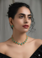 18 Kt Gold Plated Druzy stone sea green Necklace Semi Precious stone