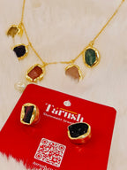 18 Kt Gold Plated Stone necklace Semi Precious stone