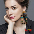 Multi colour rectangle earring