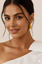 18 kt Gold Plated - Yellow Enamel earring - Perfect for your Everyday Look