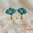 18 kt Gold Plated - Blue Turquoise earrings - Make a Statment