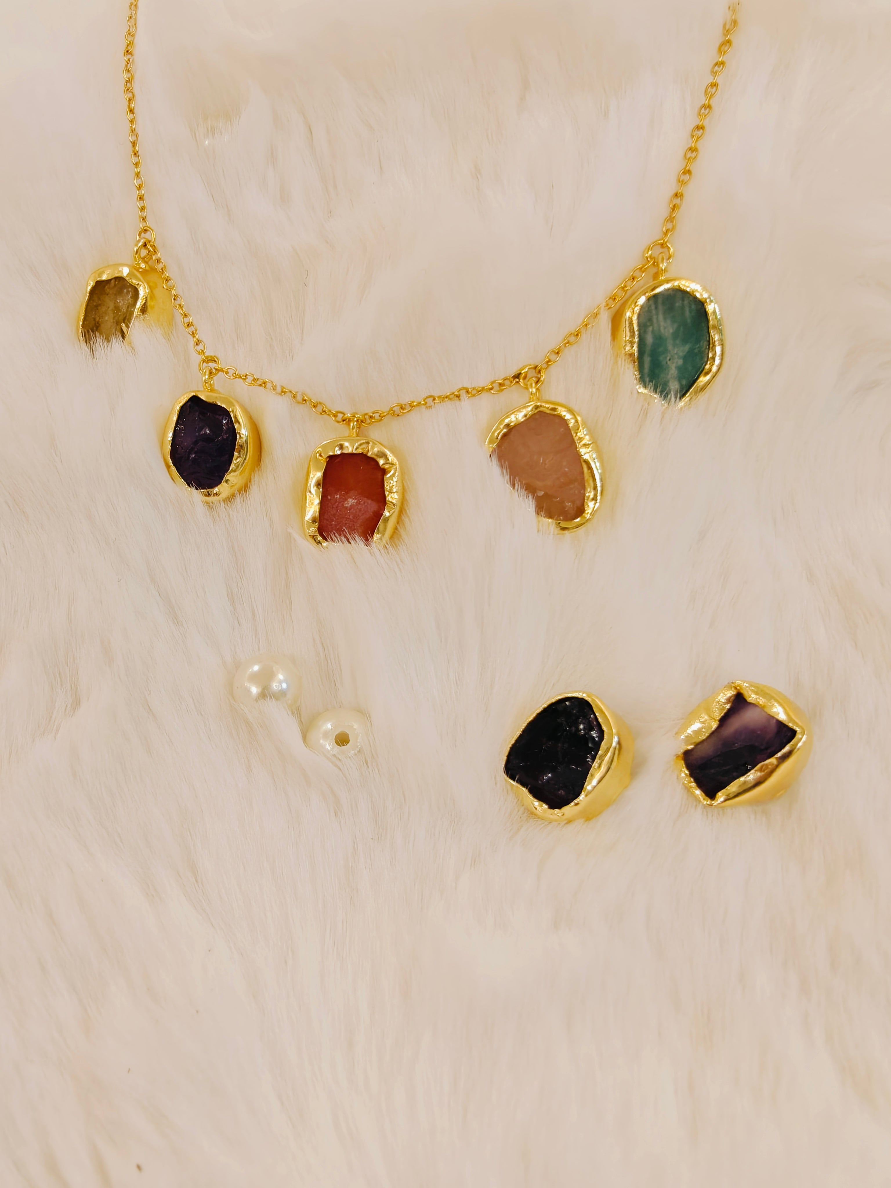 18 Kt Gold Plated Stone necklace Semi Precious stone