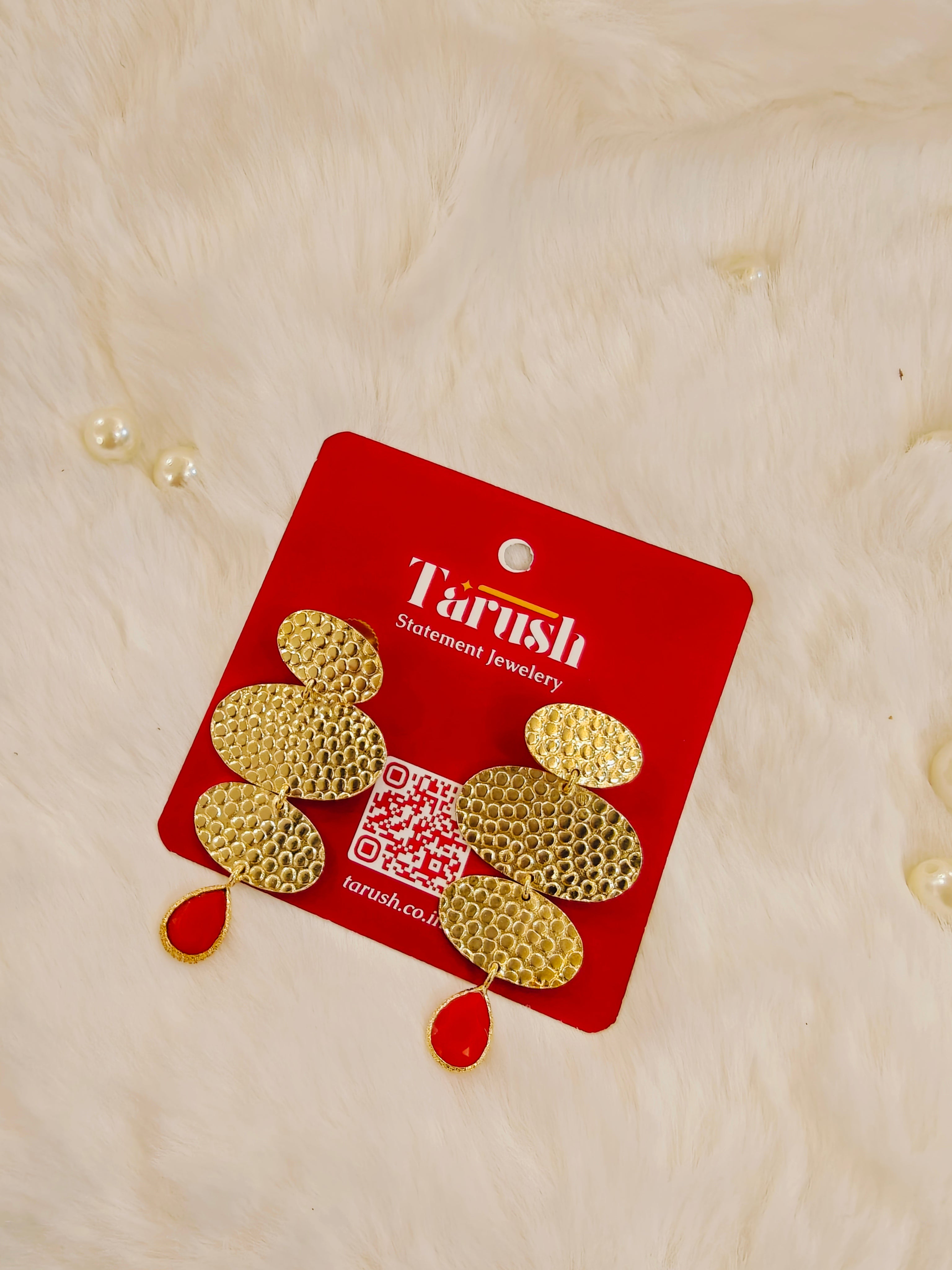 18 Kt Gold Plated Gold Orange earring Semi Precious stone