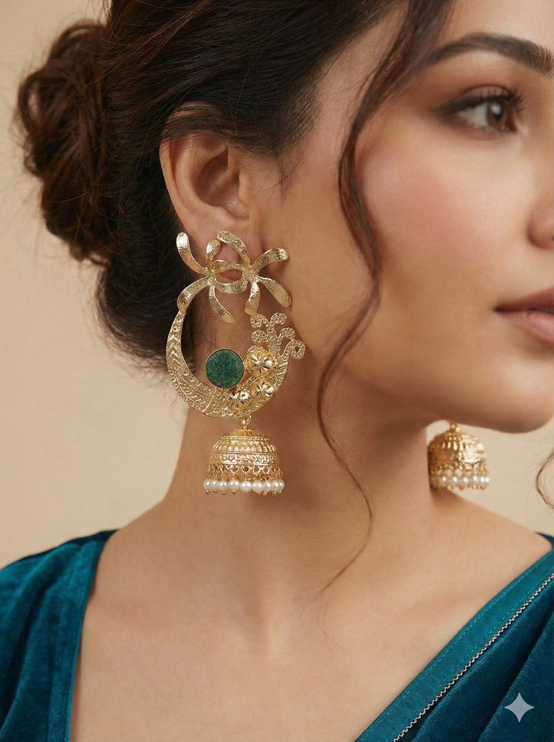Green jhumka earring