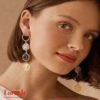 Stone coin dangeling earring