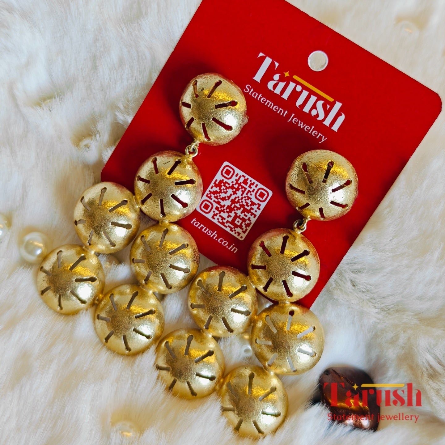 18 Kt Gold Plated - Made of Brass - Gold Bid earrings - Perfect For all Your Parties Semi Precious stone