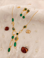 18 Kt Gold Plated Green necklace Semi Precious stone