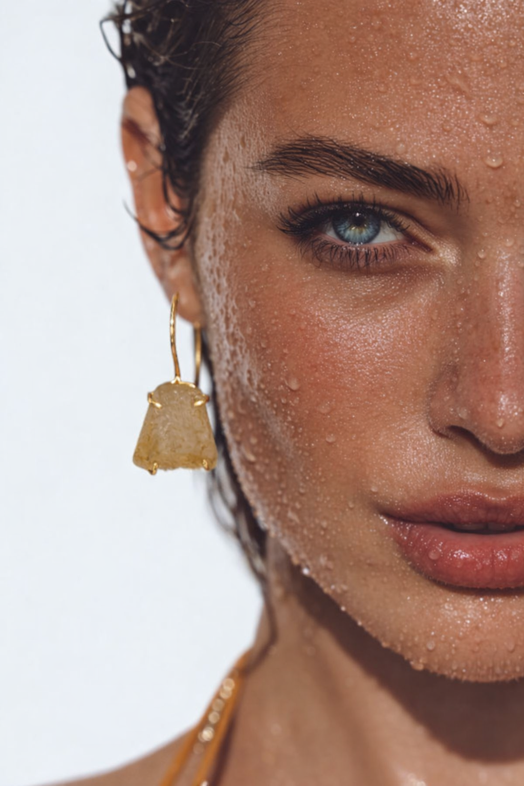 18 Kt Gold Plated Gold Stone earring Semi Precious stone