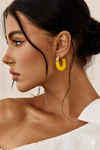 18 kt Gold Plated - Yellow Enamel earring - Perfect for your Everyday Look