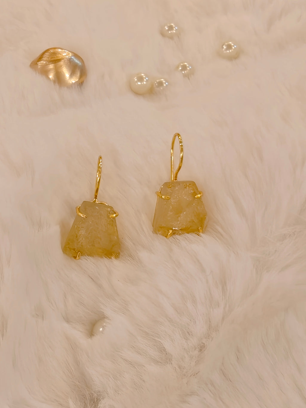18 Kt Gold Plated Gold Stone earring Semi Precious stone