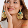 Blue gold earrings
