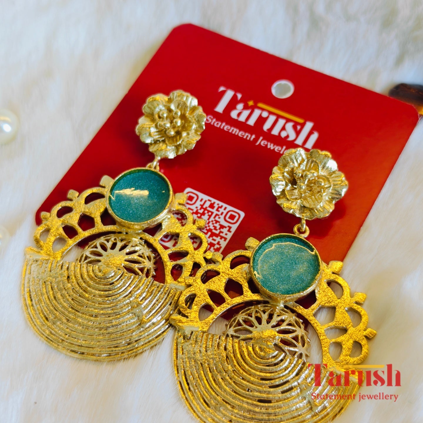18 Kt Gold Plated Blue gold earrings - For My Bold Women - Make a Statement Semi Precious stone