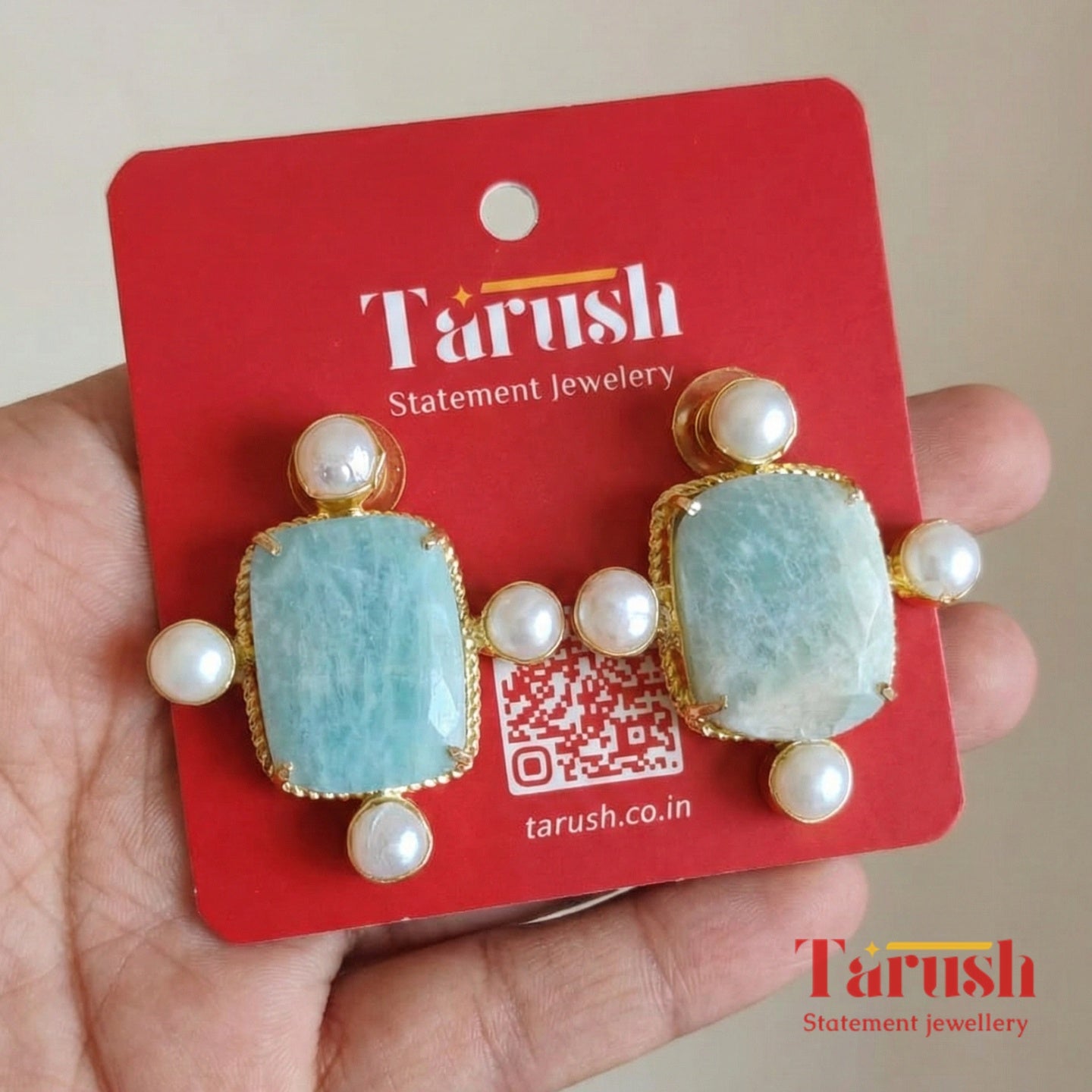 18 Kt Gold Plated Gold Plated - Blue Stone with Real Pearls - Perfect For Your EveryDay Look Semi Precious stone