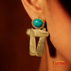 Blue H earrings