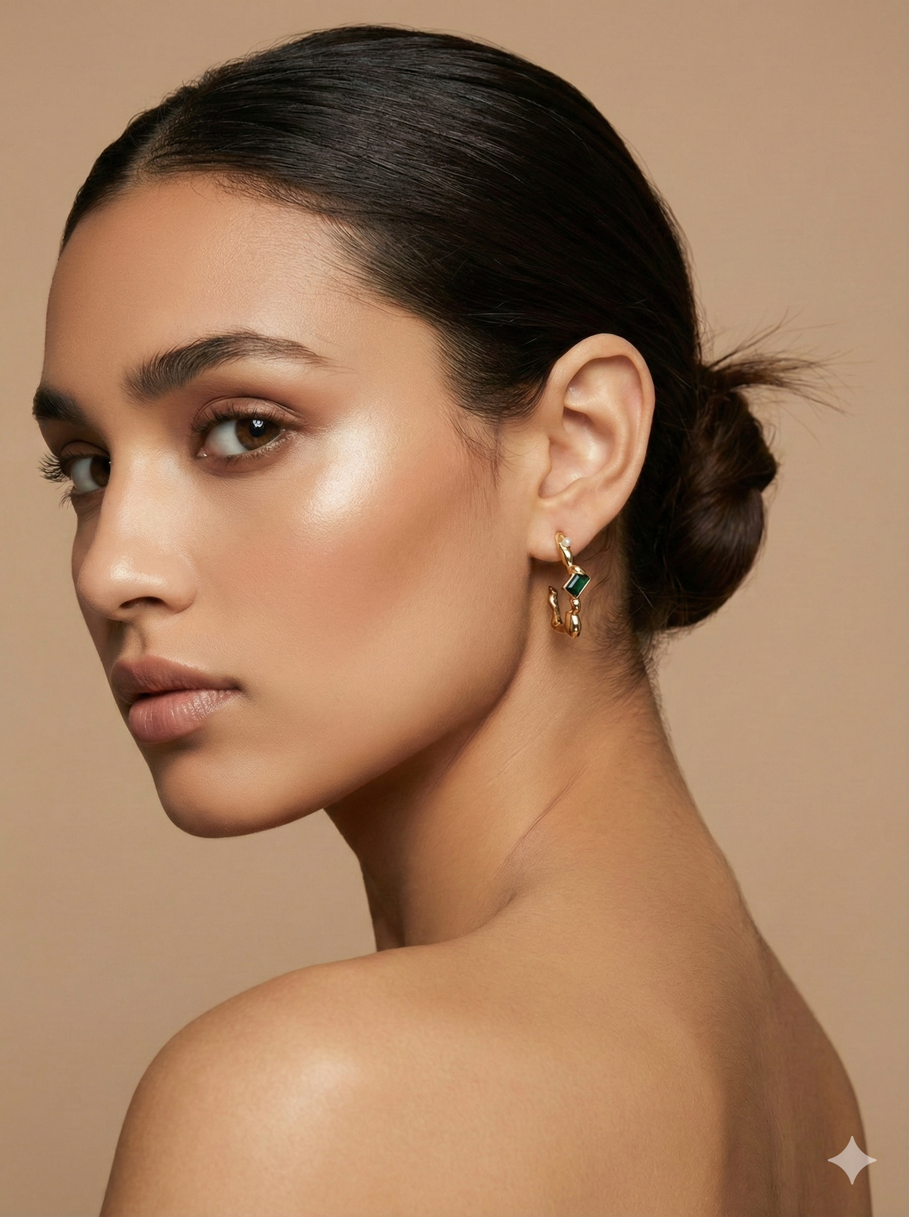 18 Kt Gold Plated Pink Hoop Semi Precious stone