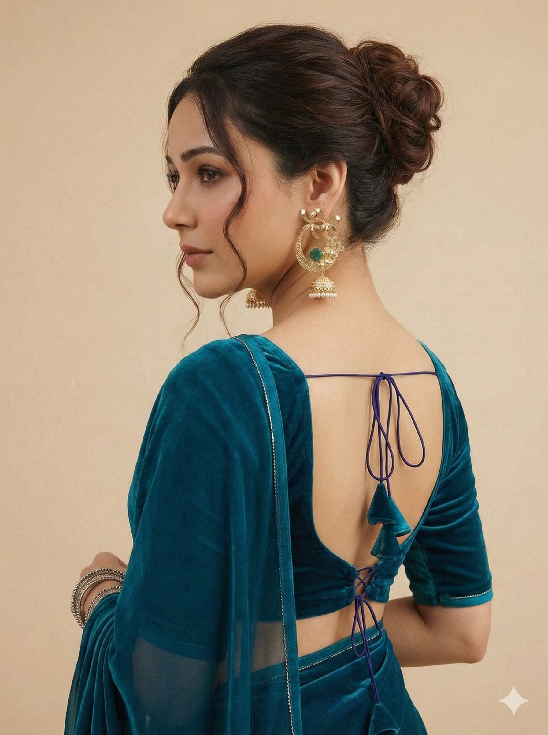 18 Kt Gold Plated Green jhumka earring Semi Precious stone