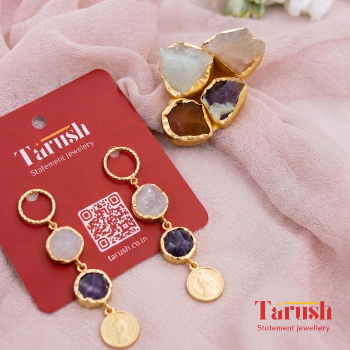 18 Kt Gold Plated druzy stone big ring Semi Precious stone