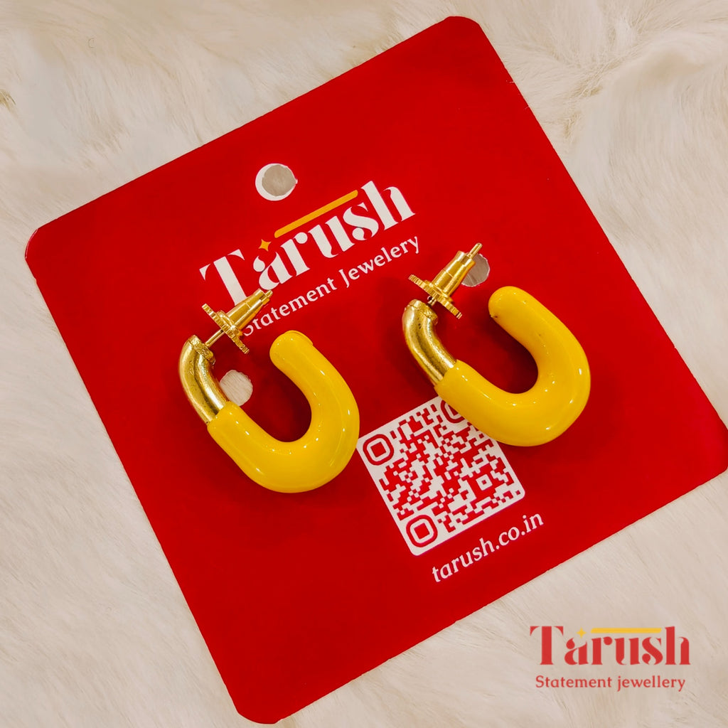 18 kt Gold Plated - Yellow Enamel earring - Perfect for your Everyday Look