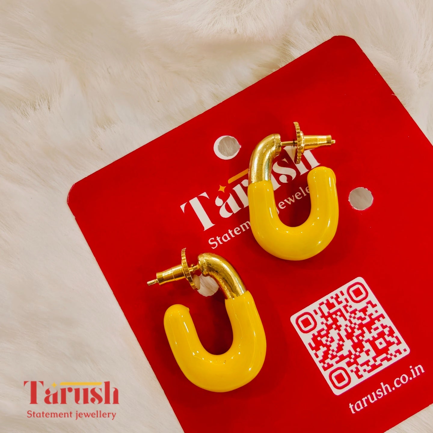 18 kt Gold Plated - Yellow Enamel earring - Perfect for your Everyday Look
