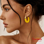 18 kt Gold Plated - Yellow Enamel earring - Perfect for your Everyday Look