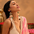 Mosaic Bloom Earrings - 18 Kt Gold Pated - Decorated with Precious stones and Kundans for that royal and elegant look - Perfect for all occasions