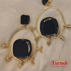 18 Kt Gold Plated blue rodie earring Semi Precious stone