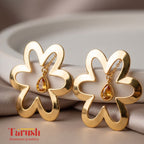 18 Kt Gold Plated Flower earring Semi Precious stone