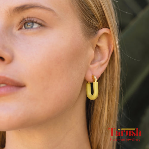 18 kt Gold Plated - Yellow Enamel earring - Perfect for your Everyday Look