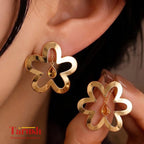 18 Kt Gold Plated Flower earring Semi Precious stone