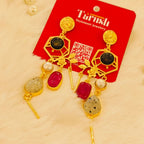 Ruby Noir Earrings - 18 Kt Gold Pated - Decorated with Semi precious stones - Perfect for all occasions