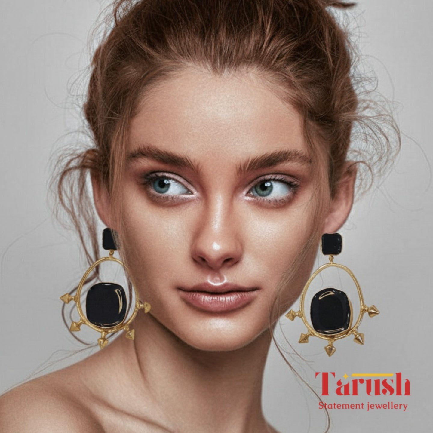 18 Kt Gold Plated blue rodie earring Semi Precious stone