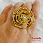 18 Kt Gold Plated round gold circular ring