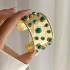 18 Kt Gold Plated Turquoise kada Semi Precious stone